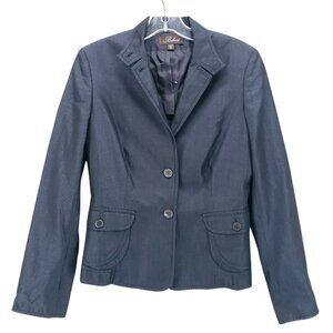 BELVEST Blue Cotton Silk Jacket Blazer MADE IN ITALY Size 40 *MINT* US 6